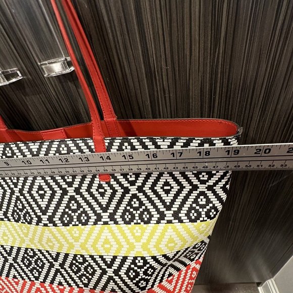 INC International Concepts Reyna Popsicle Tote Faux Leather Large Bag Red Yellow - Picture 13 of 14